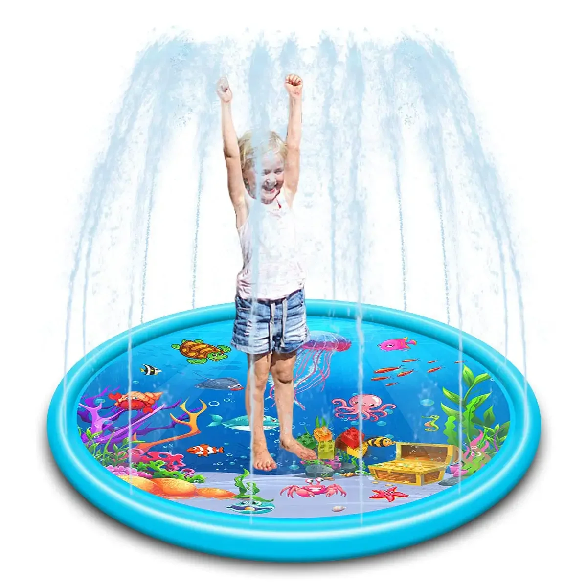 

CESummer Fun Game Kids Outdoor Home Backyard Water Mat Inflatable Outdoor Sprinklers Baby Water Splash Play Mat