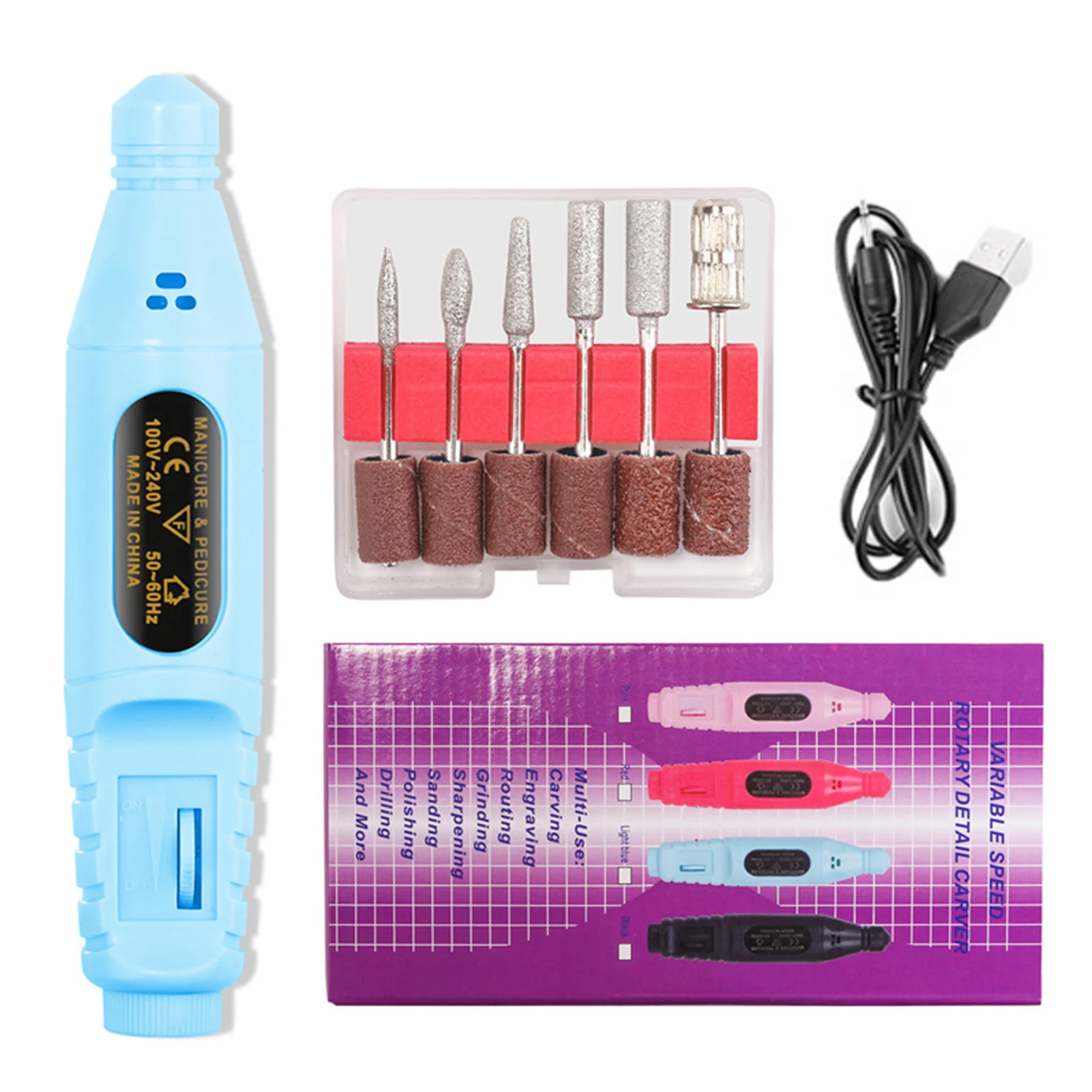 Electric nail grinder Nail Drill Polishing Sander pen Machine File tools Finger Toe Nail Care Removal Exfoliating Pedicure Kit