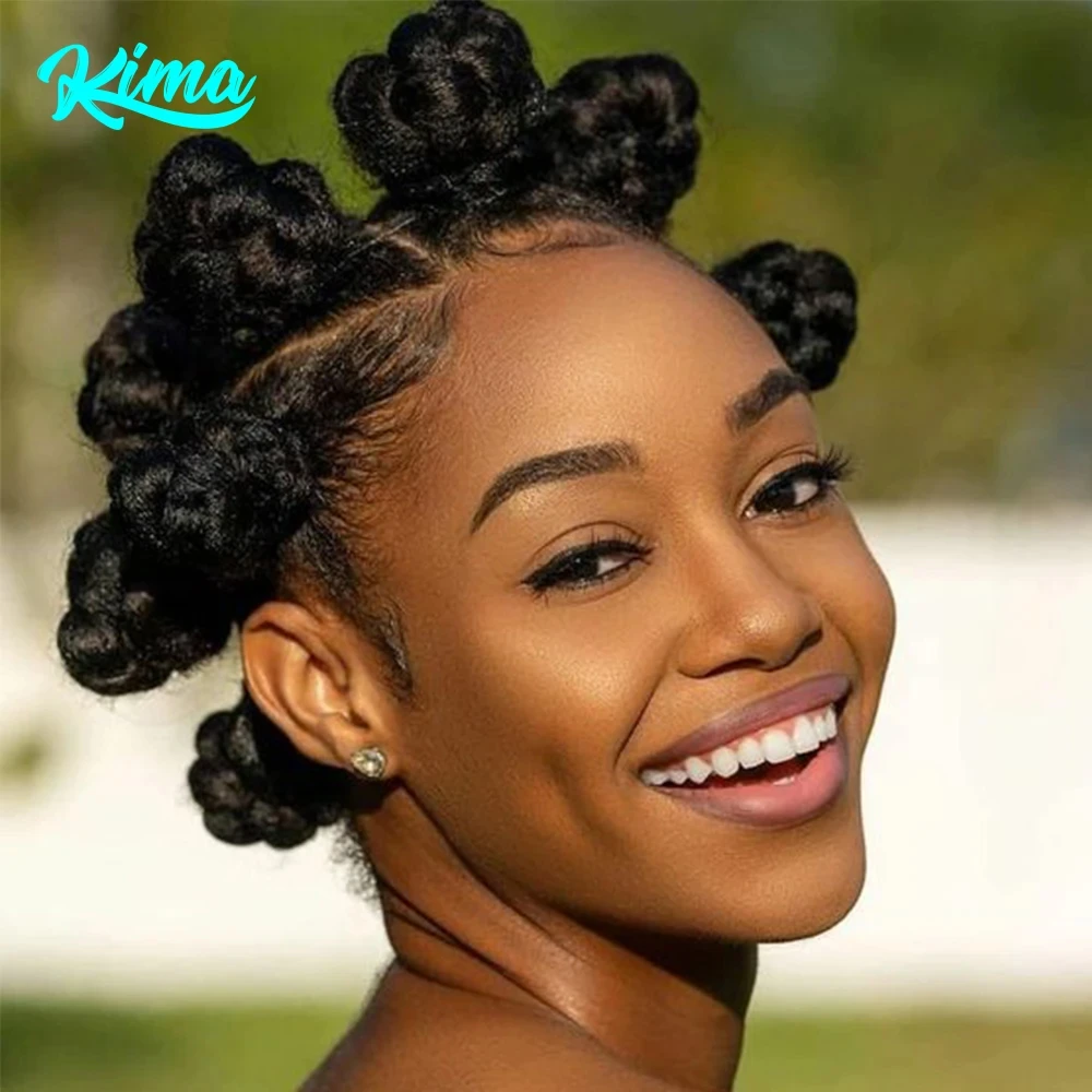 KIMA-Peruca De Tranças Sem Nós para Mulheres Negras, Cabelo Trançado De Caixa Sintética, Bolos Trançados Torcidos, Renda Cheia, Trança Africana