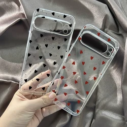 Fashion Pink Little Love Heart Phone Case For Google Pixel 9 Pro XL 8 Pro 8A 7A 6A 5G INS Cute Transparent Soft TPU Cover Fundas