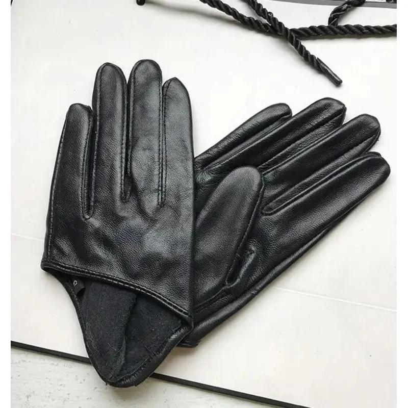 Autumn And Winter Women'S Short Design Imitation Sheepskin Gloves Thin Gloves Half Palm Black Glove 8 Colors