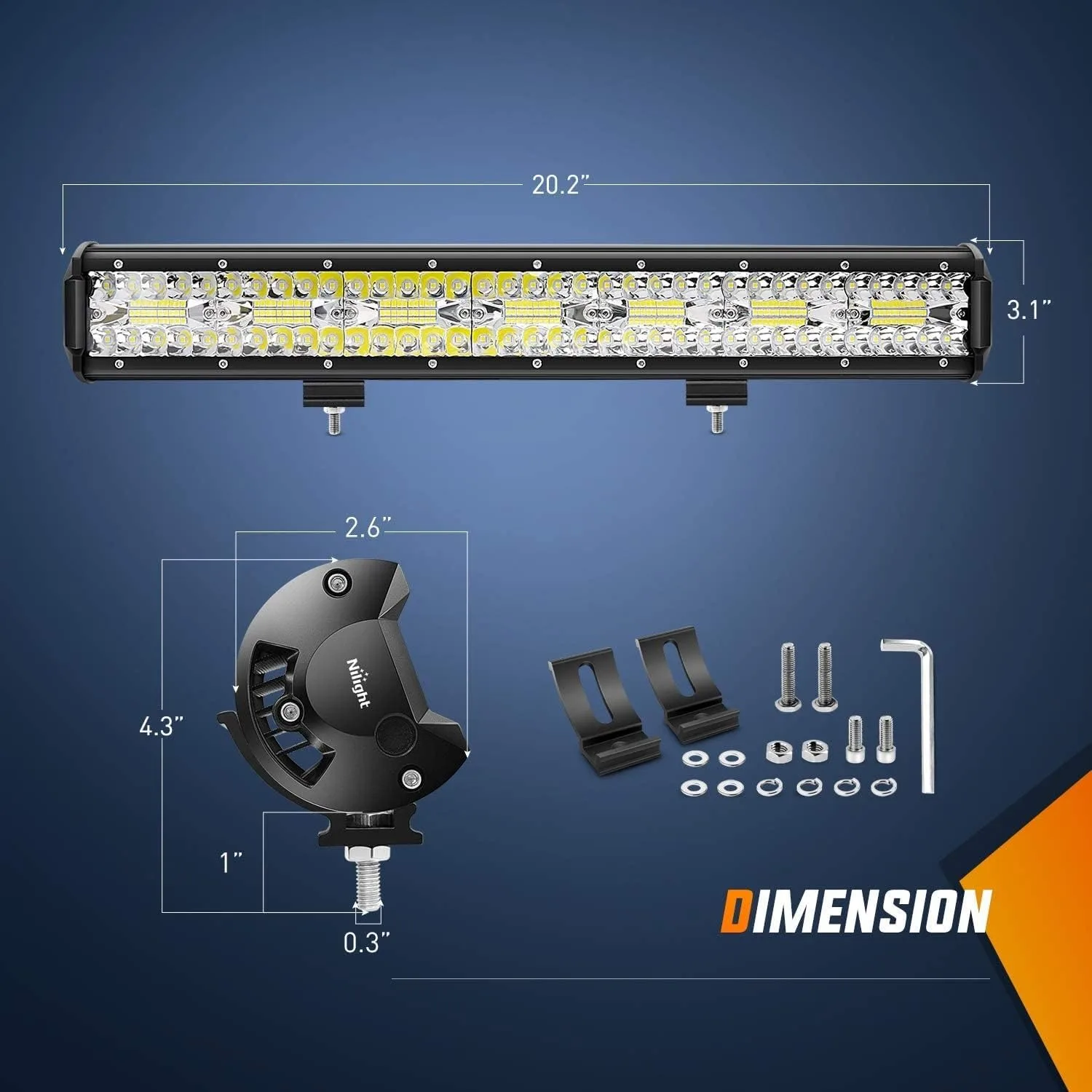 Nilight 20 Inch 420W LED Light Bar Triple Row Flood Spot Combo 42000LM Driving Boat Led Off Road Lights with 12V On/Off 5 Pin Ro
