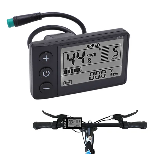 Imagen 1 del producto Medidor de pantalla LCD para ciclo eléctrico S866, Panel de Control de 24V, 36V y 48V con enchufe resistente al agua, medidor de pantalla LCD para ciclo eléctrico