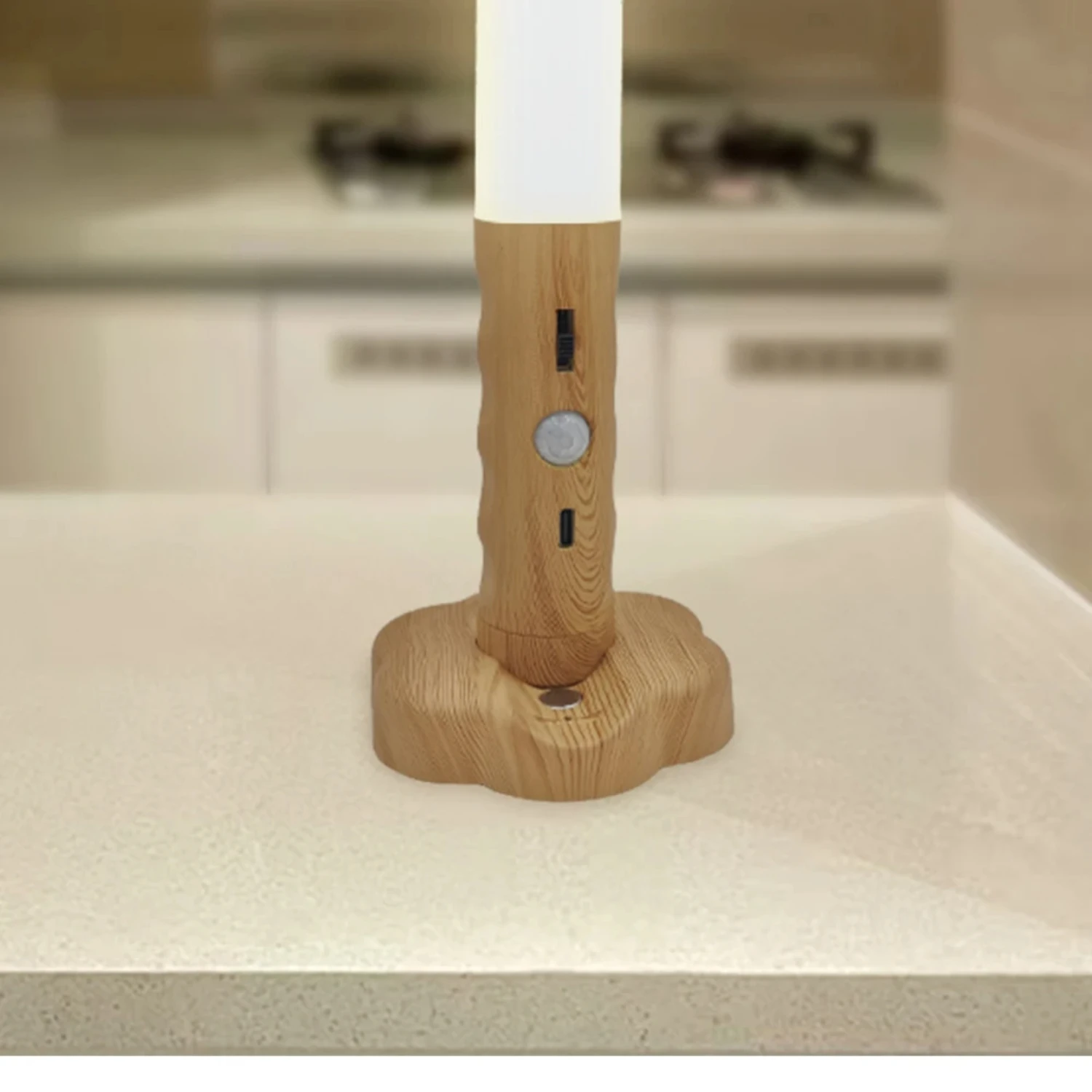 New Adjustable Stylish and Elegant USB LED Wood Night Light for Kitchen Cabinet Closet Staircase Bedside Table, Wall Lamp with S