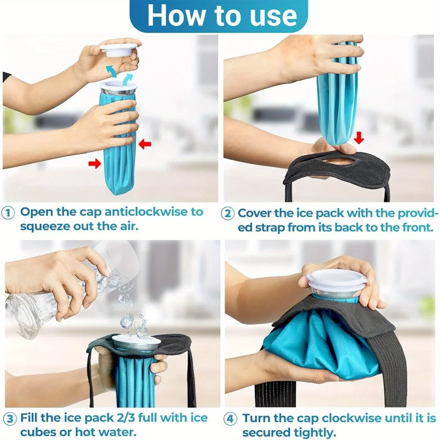 مجموعة أكياس ثلج قابلة لإعادة الاستخدام لتخفيف الآلام - 3 مقاسات (6 بوصة، 9 بوصة، 11 بوصة) - عبوة حرارية من مادة القطن للركبة والرأس والساق - باردة متعددة الاستخدامات #4