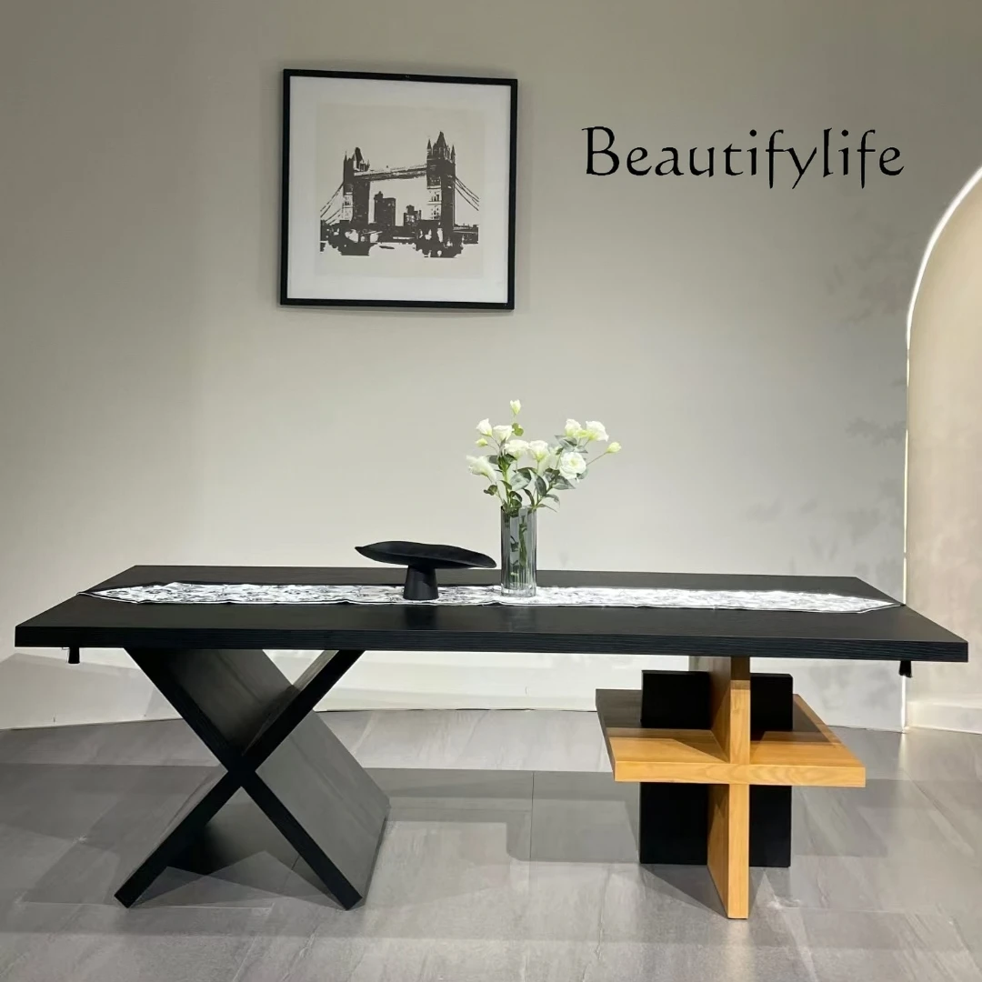 

Solid wood tea table desk Italian minimalist designer high-end special-shaped table legs