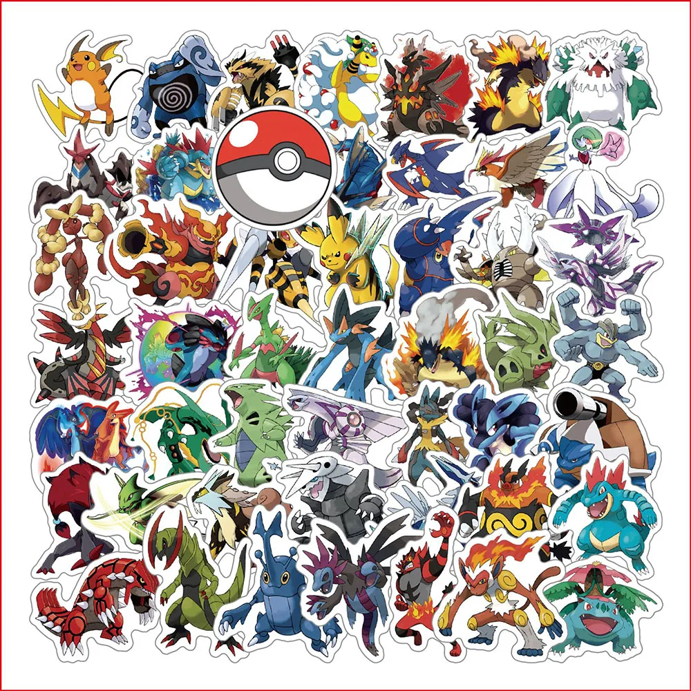 10/50/100PCS  Evolution Edition Pokemon Stickers Decals DIY Toys Skateboard Car Guitar Cup Helmet Cool Graffiti Sticker Gifts