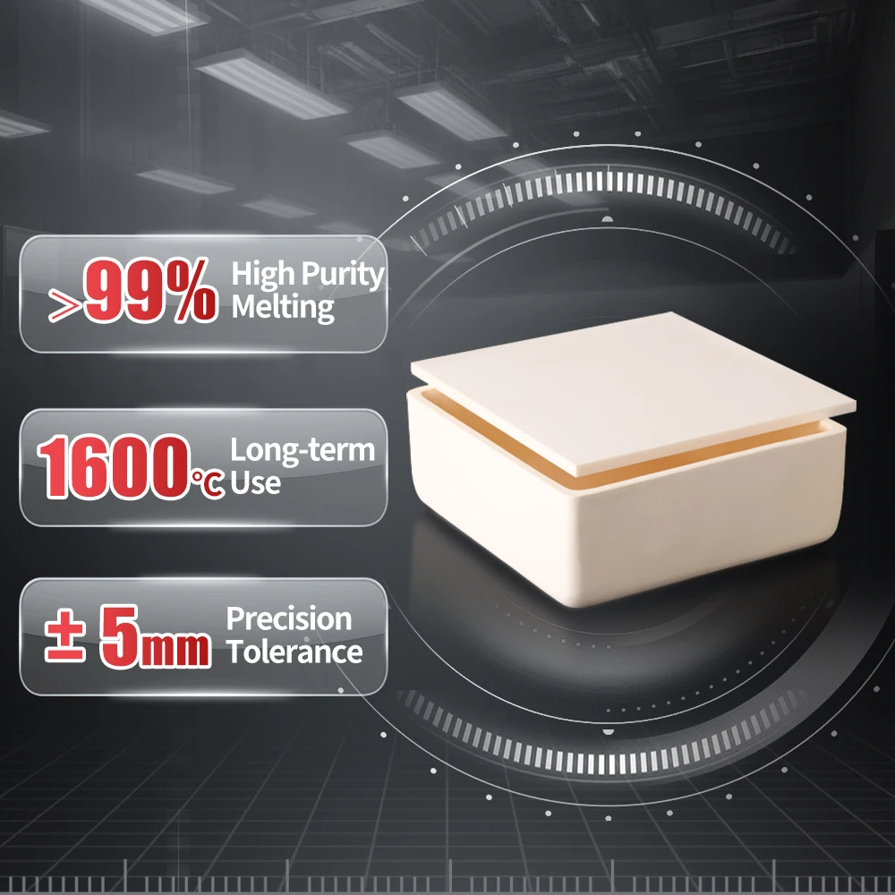 99% Al2O3 Quadratischer Aluminiumoxid-Tiegel ohne Deckel, Seitenlänge 90-100mm, Hochtemperaturbeständiger Keramiktiegel für Labor-Sinterarbeiten – Detail 2