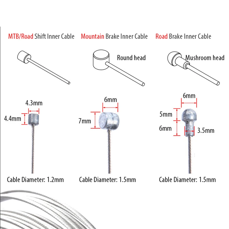 Línea de frenos Universal para bicicleta de montaña y carretera, Cable interno de 2100mm, 1550mm y 1700mm, 10 unidades