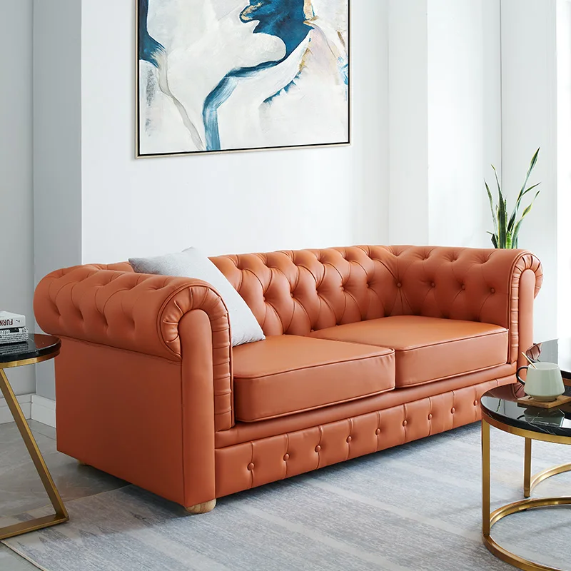 

European Luxury Sofa Double Combination Orange Apartment Sofa High End Sillon Relax Reclinable Para Salon Home Furniture