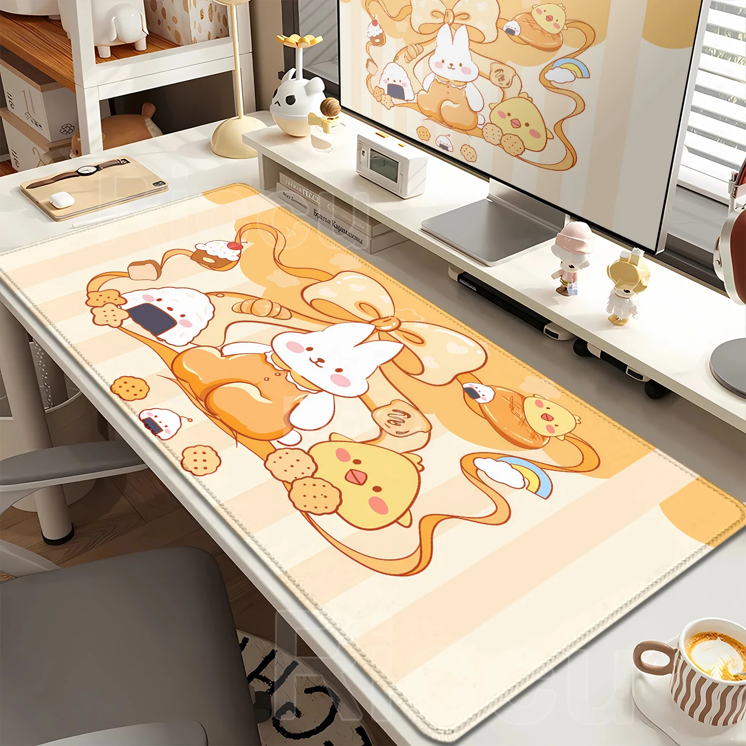 Cute Rabbit Pink Cartoon Gaming Mouse Pad Soft Non-Slip XXL Carpet Rubber Anime Mousepad Office Accessories HD Printing Mousepad