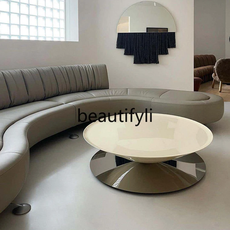 Cone reflection mirror coffee table light luxury model room living room personalized bar coffee table