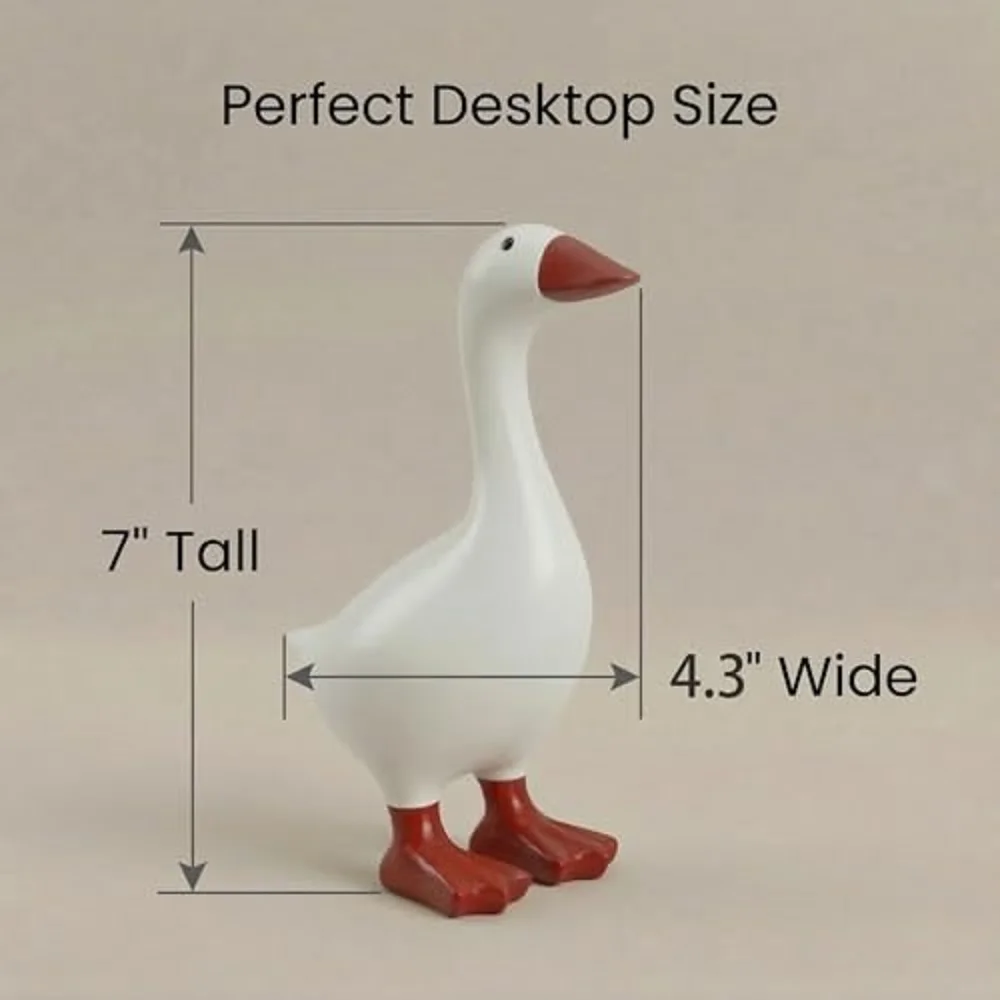 Desk Goose 7 inch, Mini Desktop Goose Statue Decor for Living Room Bedroom Bookshelf Coffe Table