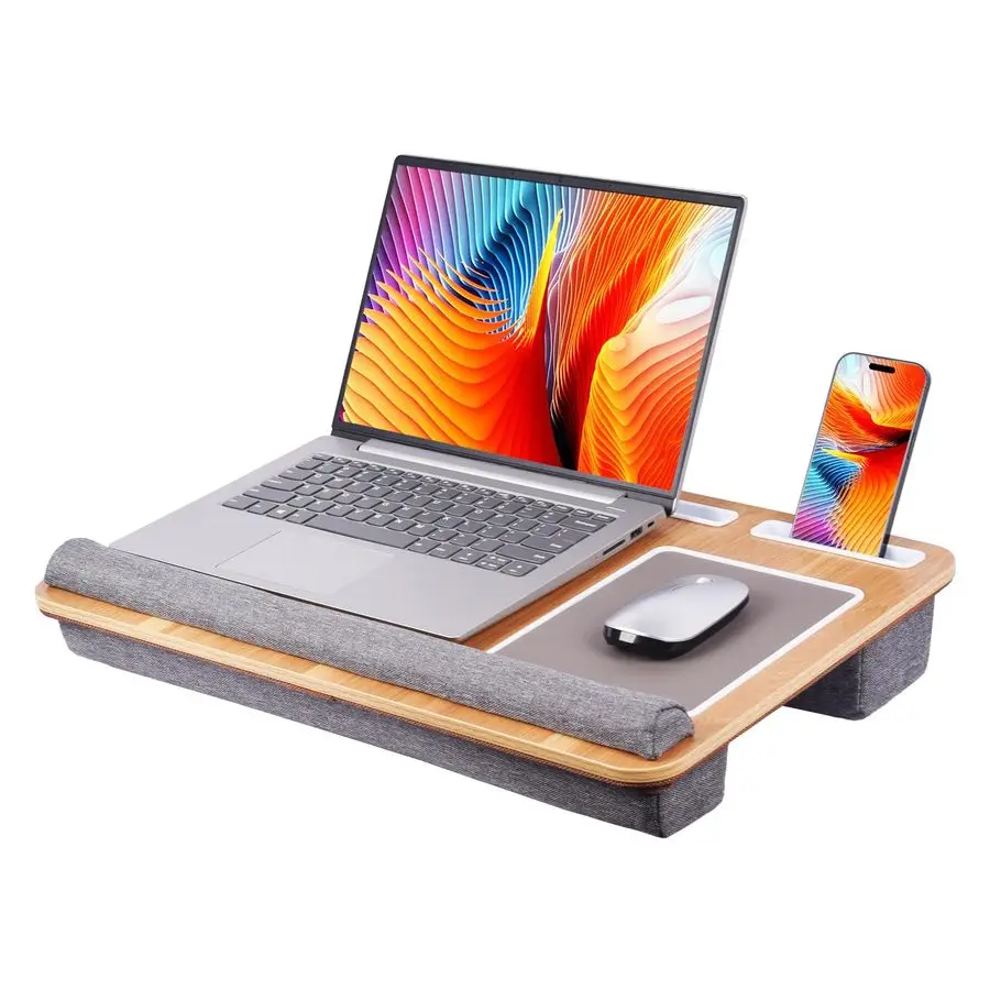 

Office Lap Desk with Wrist Rest Wrist Rest, Mouse Pad, and Phone Holder Large Laptop Bed Desk for Notebook, Laptop, Tablet, Lap