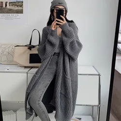 Lazy trend in the long over the knee sweater coat women loose everything with long sleeve knit cardigan thick woman