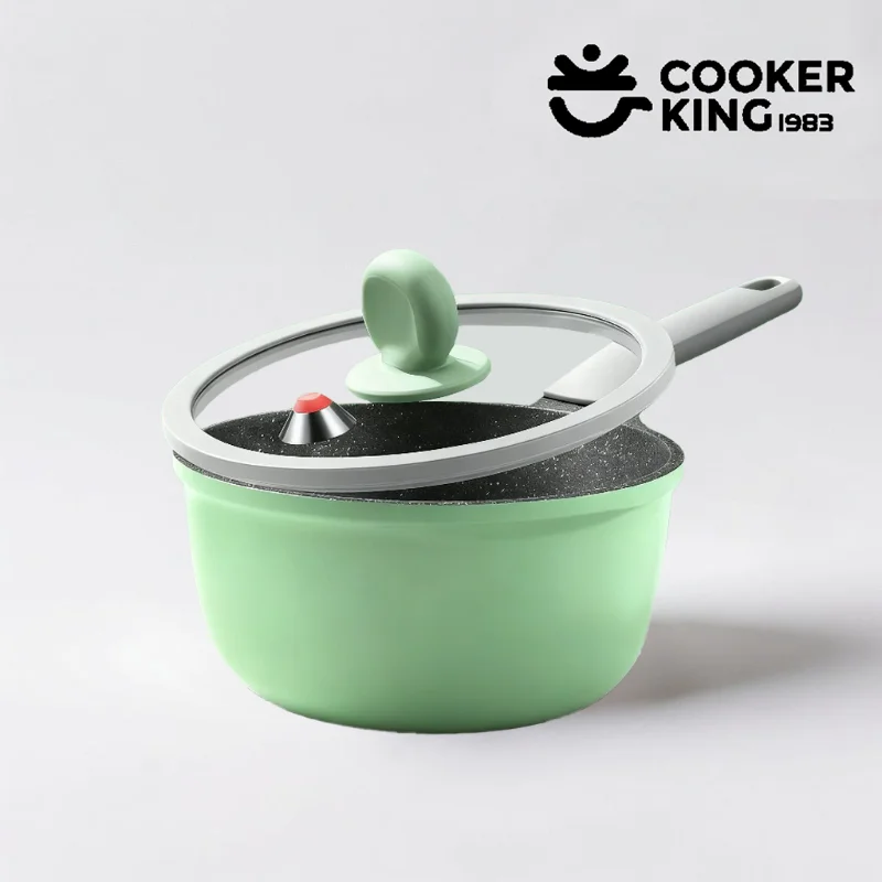 

COOKER KING 18cm Milk Pan Wiith Steamer Aluminum Alloy European Design Minimalist Milk Pan Non-Stick Milk Pan for Breakfast