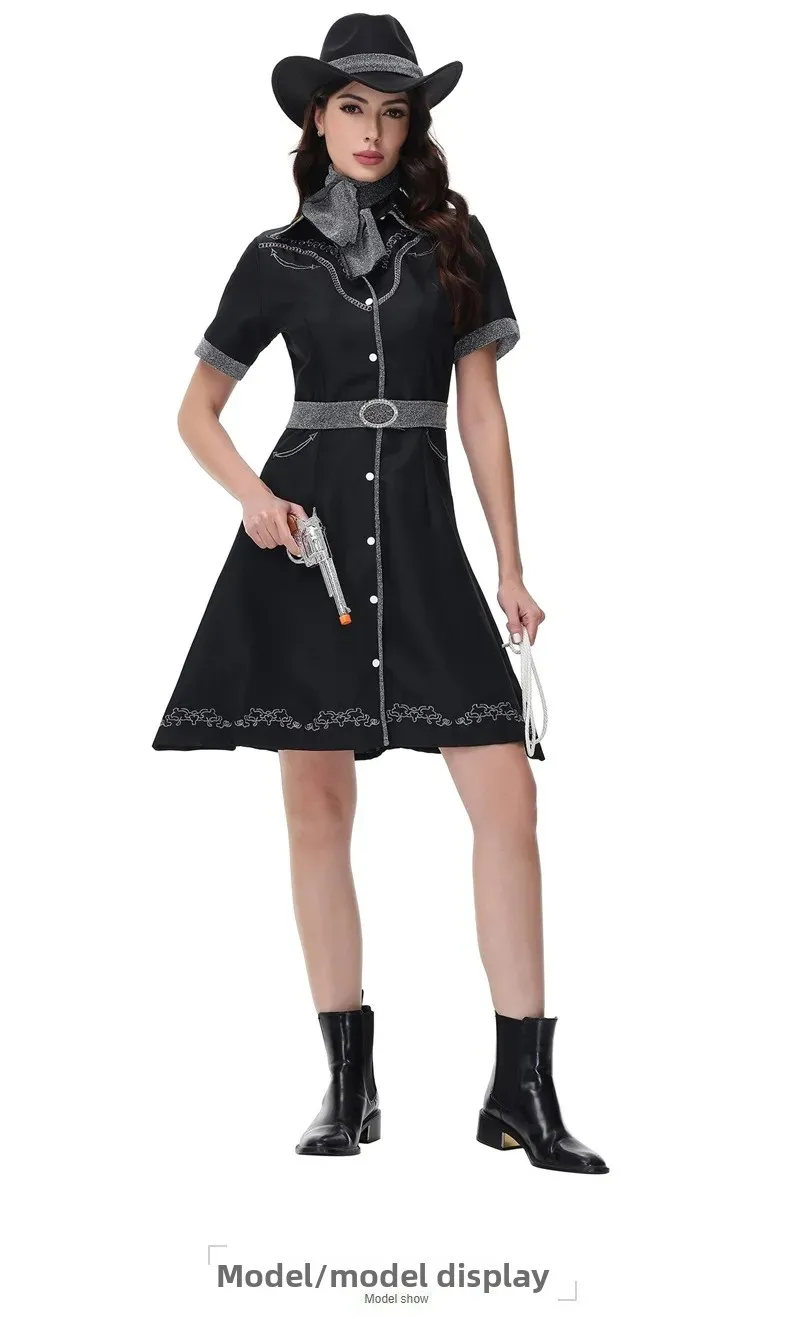 Sexy Singer Disco Western Cowboy Skirt Role Play Cos Police Women's Costume Halloween Clothes Adult Ladies Modern Dance Costume