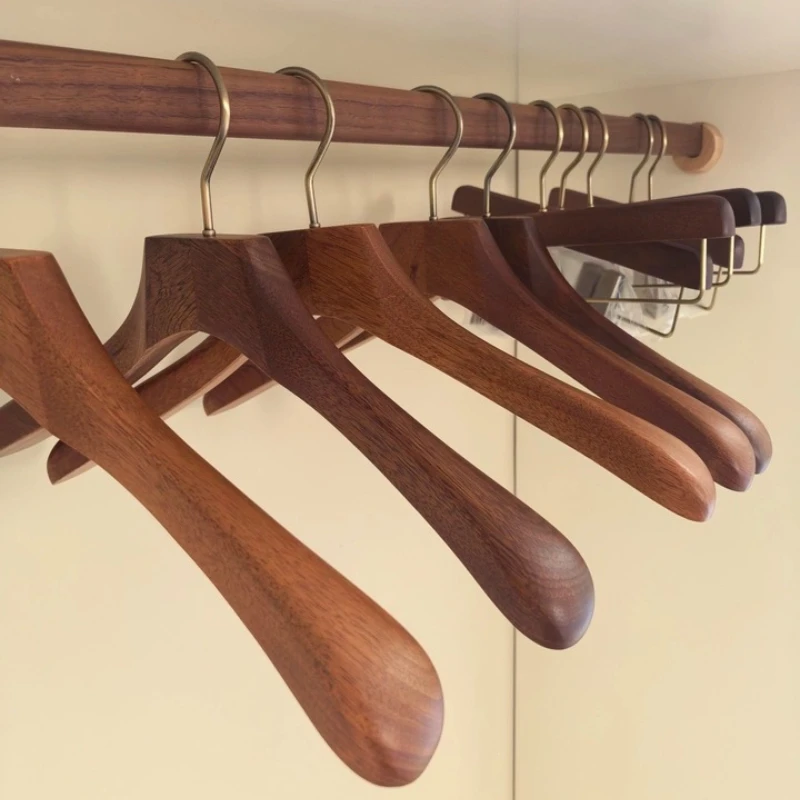 Olive Wood Suit Hanger for Wardrobe Thickened Non Slip Clothes Rack Luxury Hotel Boutique Garment Holder Anti Wrinkle Organizer