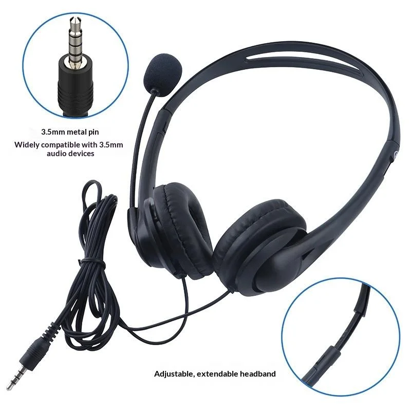 1Pcs USB Headset Games Computer Headset With Microphone , With Volume Control, For Online Conference Online ClassesNF stationer