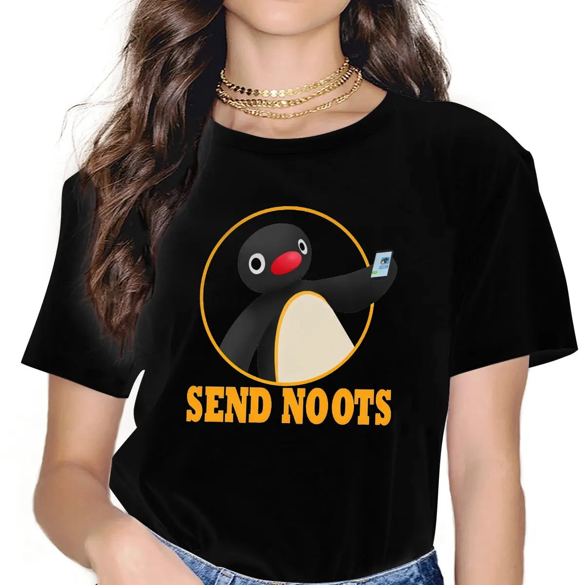 Pingu Penguin Anime Send Noots Classic T Shirt Harajuku Graphic Women's Polyester Tshirt O-Neck