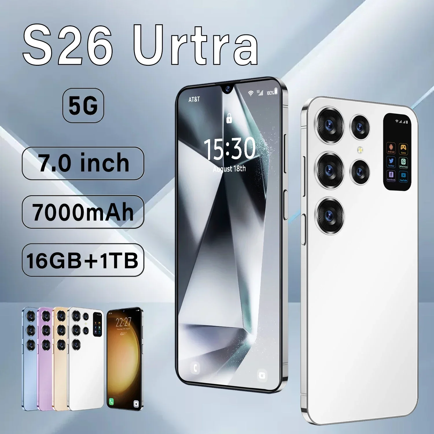 Global version S26 Ultra smartphone Snapdragon8 gen2 16G+1TB 7000mAh 48+72MP dual SIM dual standby 5G phone Android13 phone