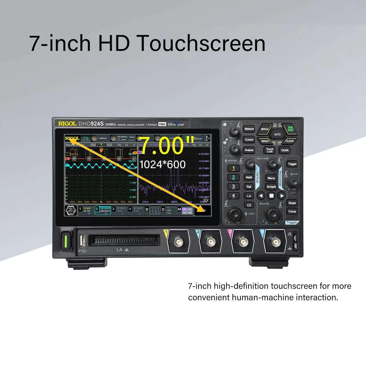 Rigol digital oscilloscope DHO900 DHO924 DHO924s 250MHz band + 12-bit Vertical Resolution + max 1.25 GSas + 4 analog channels