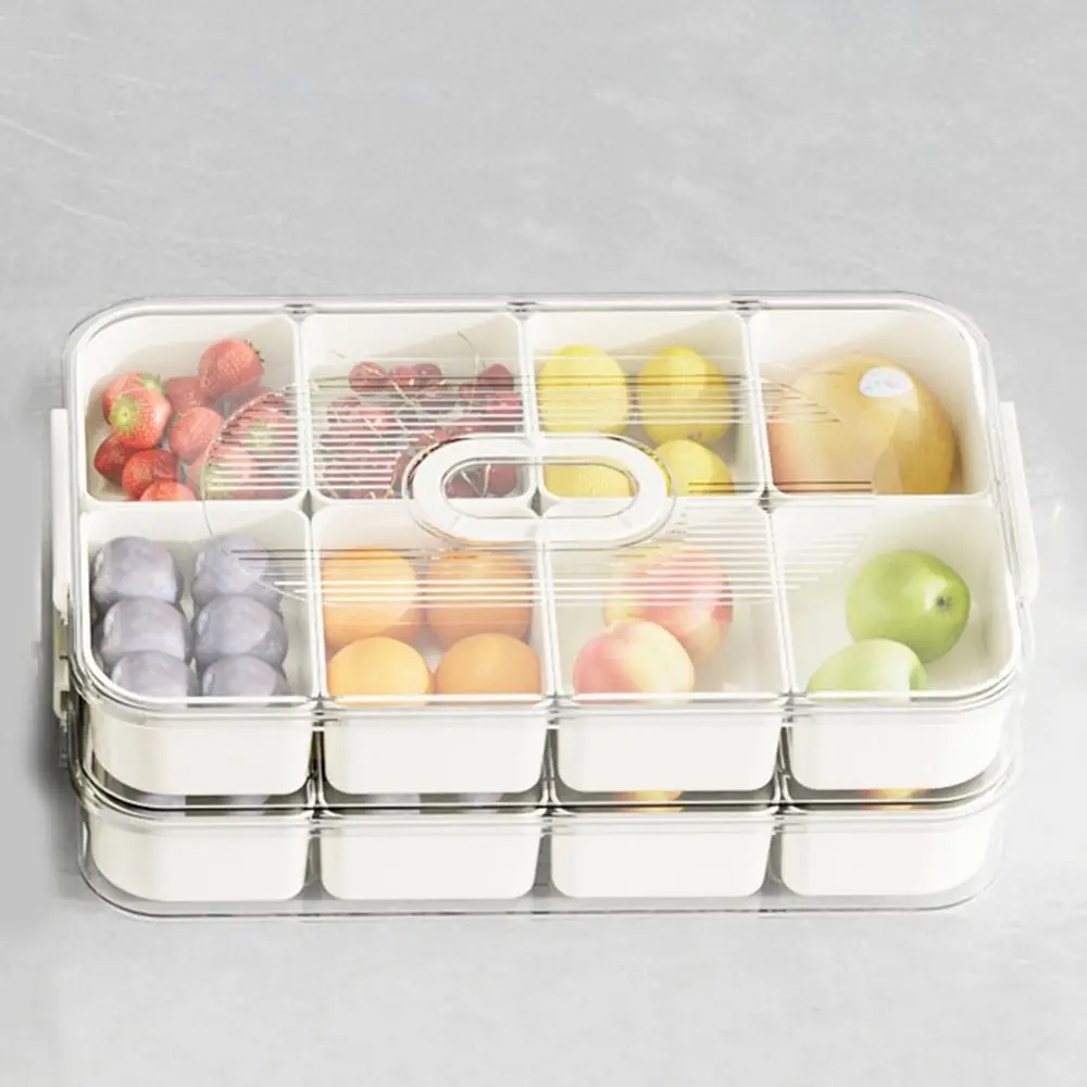 

Plastic Divided Grain Seasoning Box 4/8 Grids Food Grade Divided Serving Tray Detachable with Lid Fridge Storage Box Kitchen