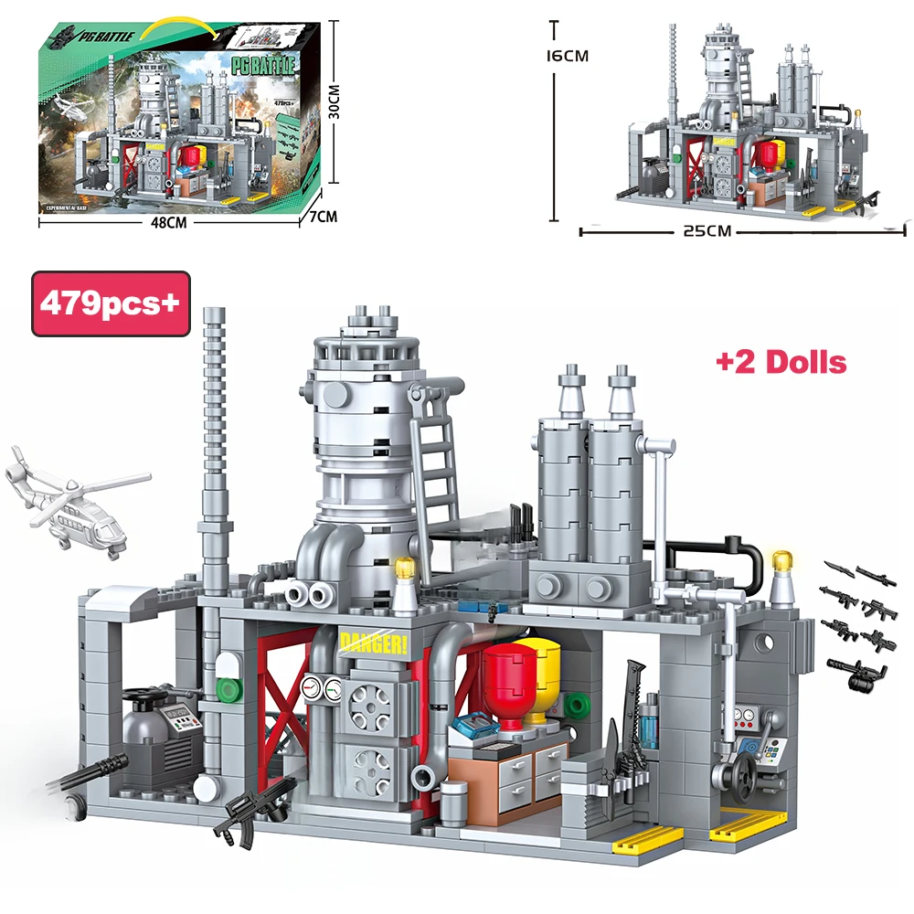 

Набор строительных блоков MOC «Химический завод: Экспериментальная база», 479 деталей, модель из кирпичиков, фигурки, оружие, самолеты, украшение для рабочего стола, подарки