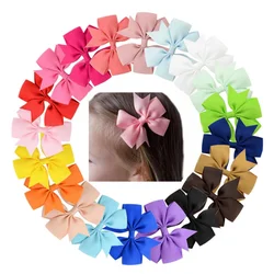 24pcs/Set Solid Grosgrain Ribbon Hair Clips for Girls Hair Bows Hairpins 3 To14 Age Children Handmade Hairgrips Hair Accessories