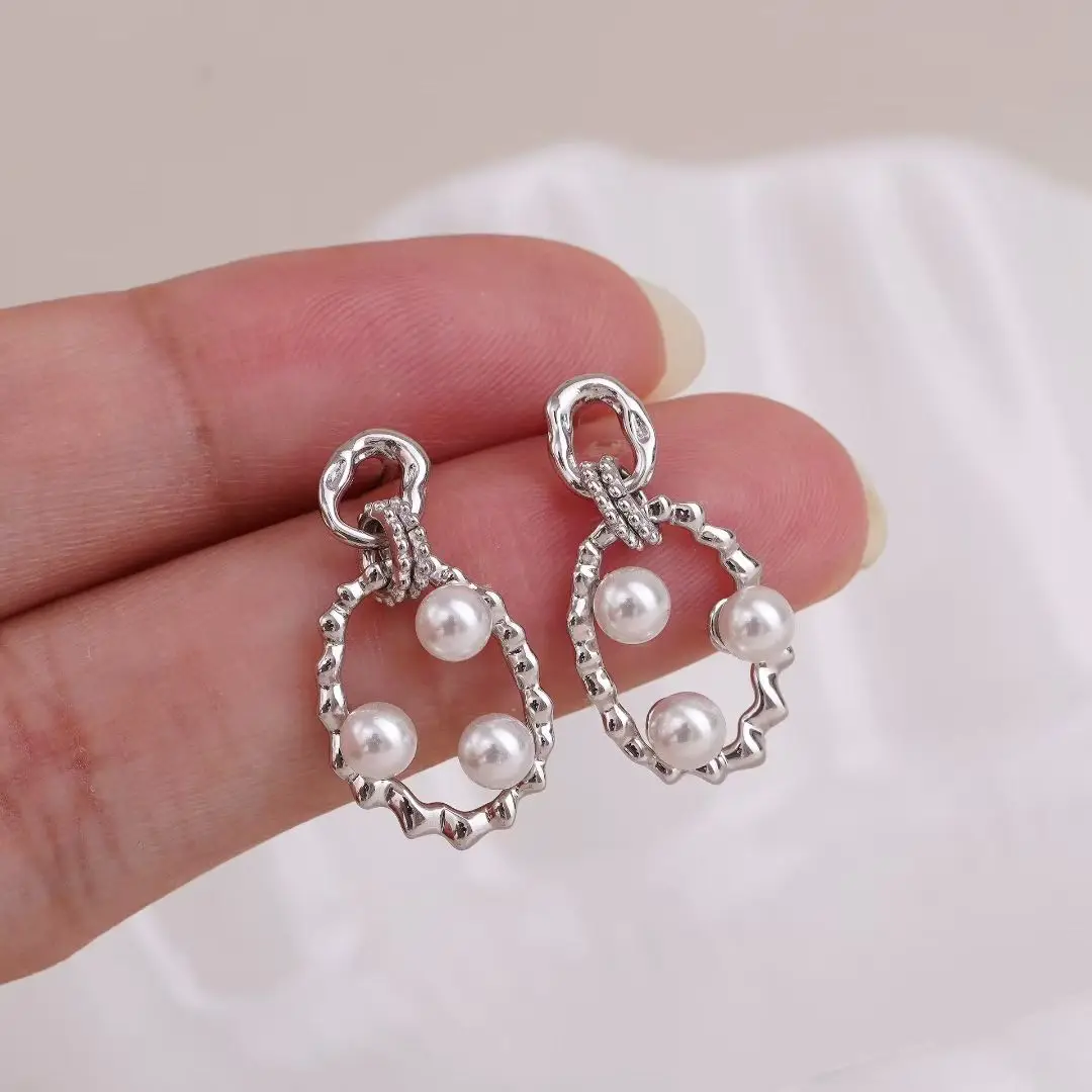 

S925 Sterling Silver Earrings Base Findings Mountings Jewelry Mounts Fittings Accessories for 4-5mm Pearls 3 pairs/lot