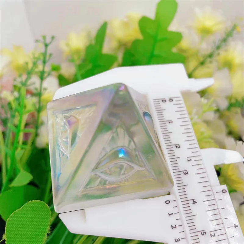 Natural Aura Crystal Quartz All-seeing Eye Pyramid Carving Carved Healing Energy Gemstone Crafts For Fashion Home Decoration