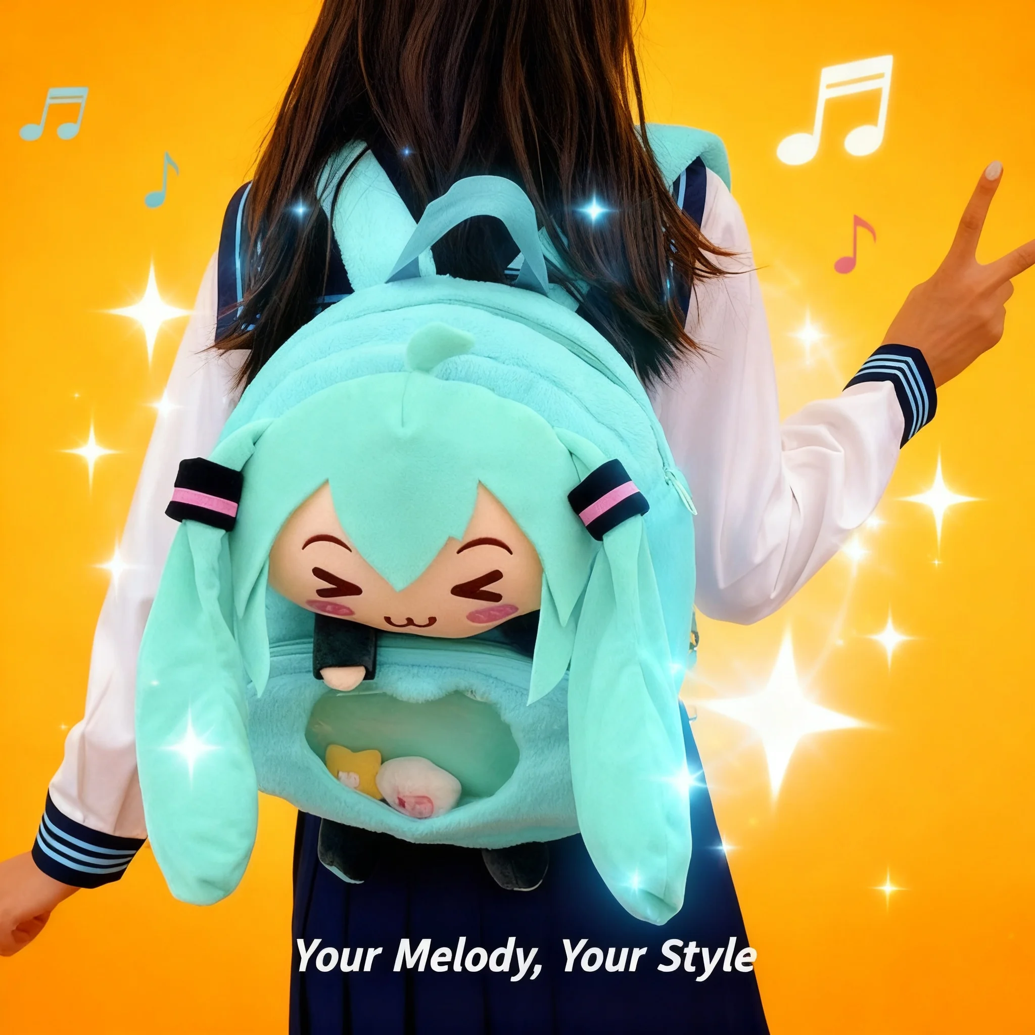 

Single Shoulder Pain Bag Plush Doll Backpack New Large Bag Cute Cartoon Future Girl 2024 Hatsune Miku Fluffy