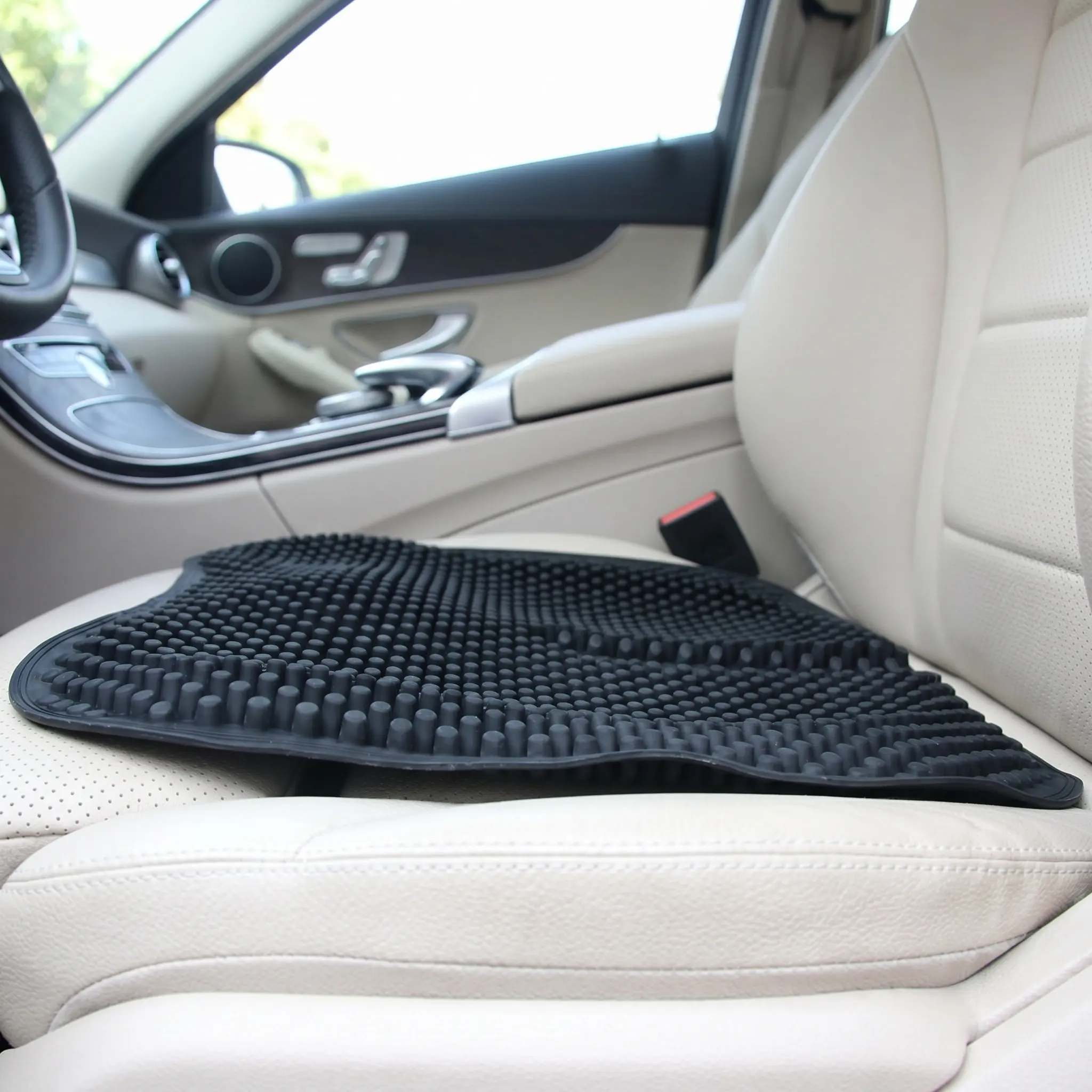 Car Seat Cushion with Silicone Gel Core Cool Comfort Supportive for Driver and Passenger Black Cushion Massage