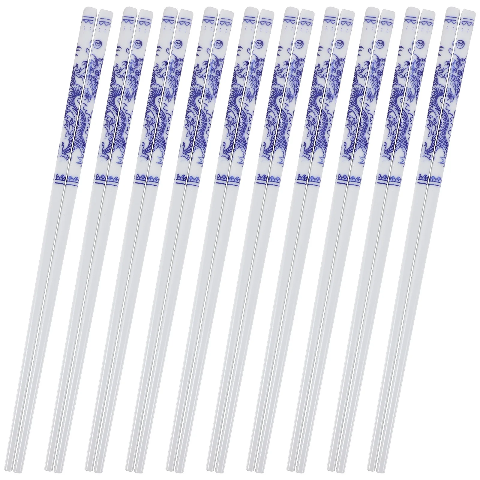 

10Pairs Blue and White Porcelain Chopsticks Ceramic Reusable Skid Resistant Dishwasher Safe Home Dinner Tableware Gift Set
