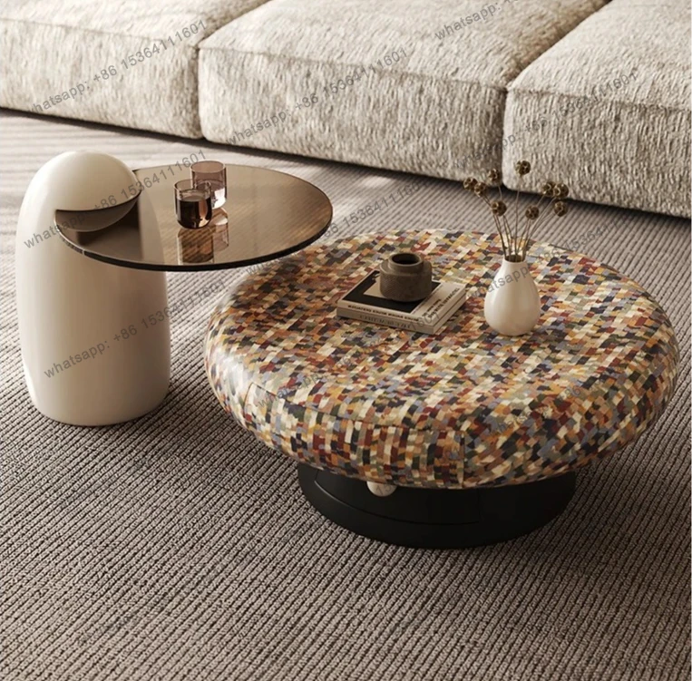 

Italian light luxury living room household coffee table tempered glass 2025 new decoración hogar