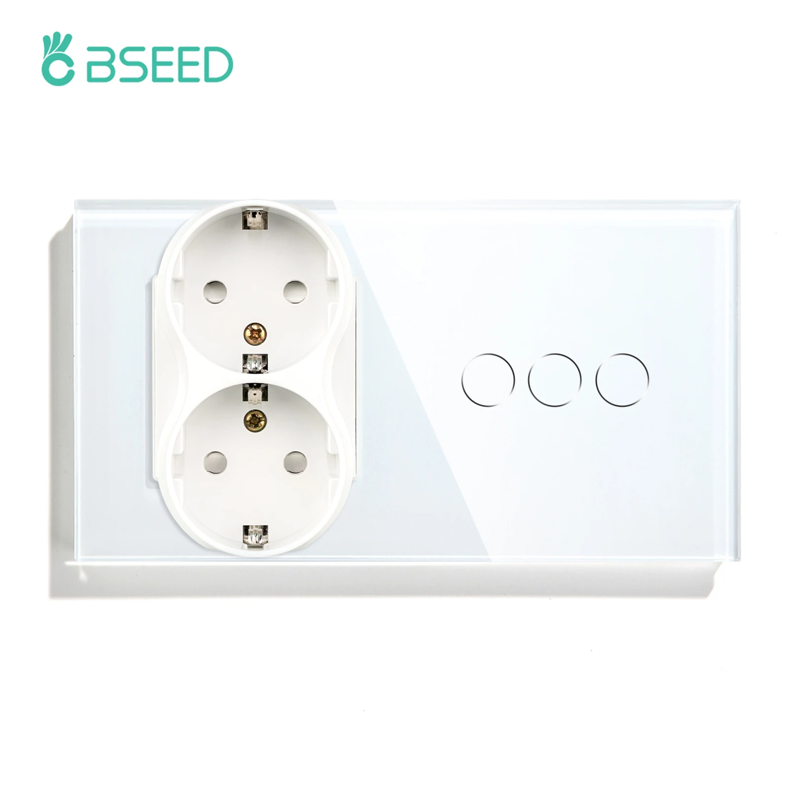 Bseed Wand Stopcontact Met 1/2/3 Bende 1way Touch Light Schakelaar Usb Type-C Lading Stopcontact Glas Paneel Witte Wandschakelaar - afbeelding 1