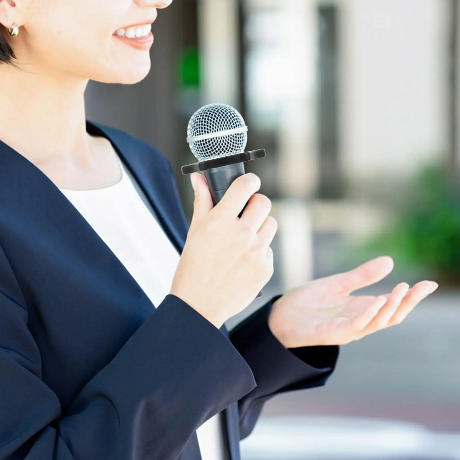 30Pcs Handheld Microphone Rings Hexagonal Black Rubber Anti-Skid Anti-Fall Protective Sleeve Cover Studio Stage Conference