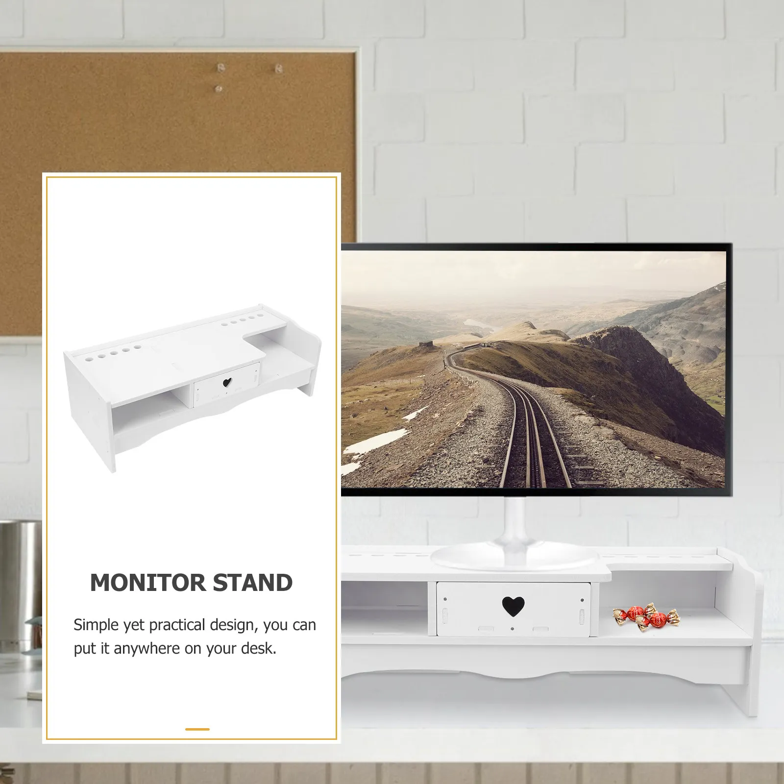 1Pcs Desktop Monitor Stand Heighten Rack Office Computer Elevated Storage Organizer Drawer Type Computer Screen Riser
