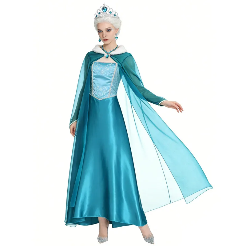 

Elsa Princess Costume Dress Halloween Fairy Tale Adult Formal Gown Ice And Snow New Arrival Women's Traditional National Stag...