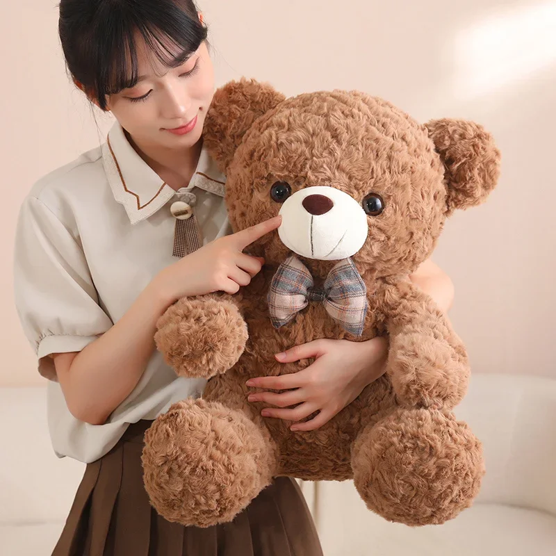 35/50cm New Hot Kawaii Anime 5 Colors Bear With Knot Stuffed Animal Bear Plush Toys Doll Pillow  For Lovers Birthday Gift