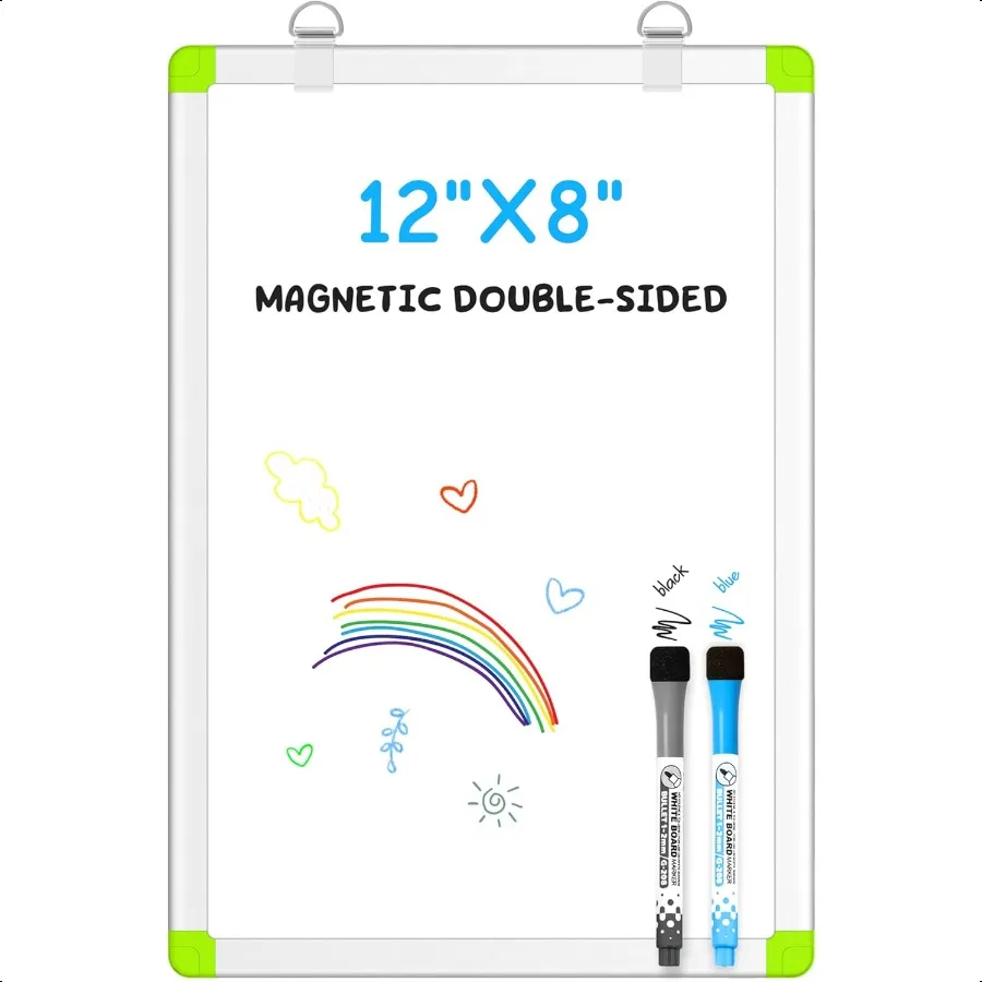 

Magnetic Whiteboard for Fridge 12'' x 8'' Small Dry Erase Board for Refrigerators Door Sturdy Hanging Mini White Boards with 2
