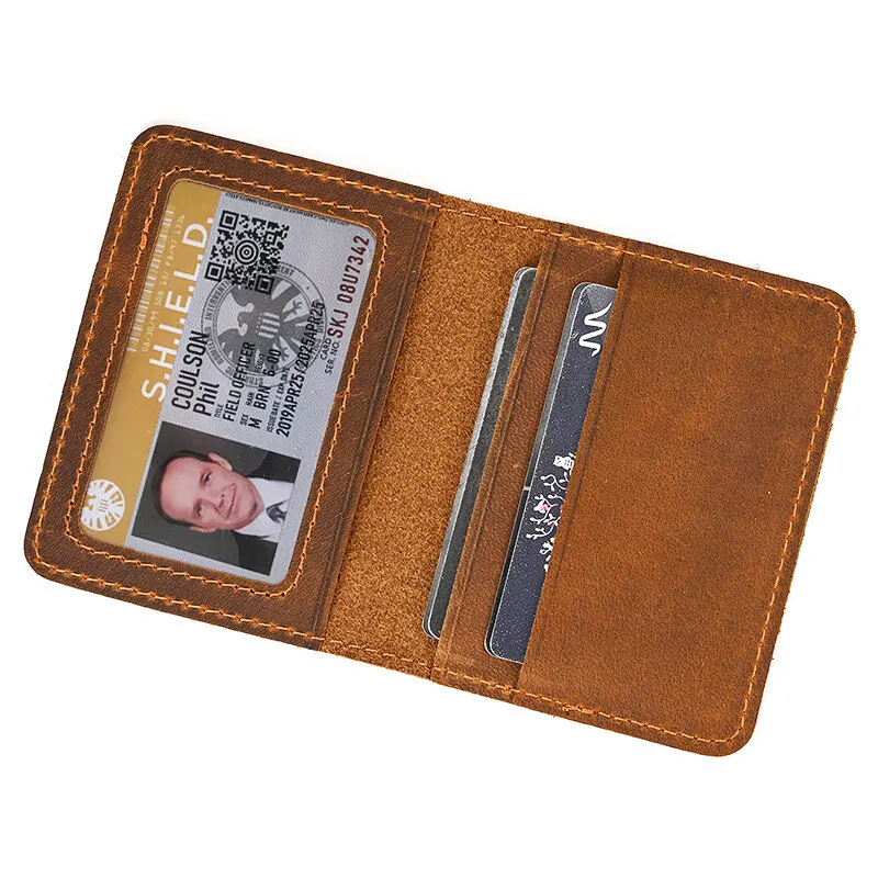 Retro prostota pokrowiec na kartony etui na karty kredytowe ręcznie robiony krótki Ultra cienki przenośny pokrowiec na skóra Crazy Horse