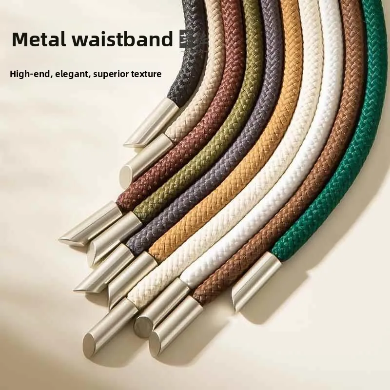 Unisex Sporty round Waist Belt Drawstring Pants Cord Accessory Hoodie String Tie Rope High-End Alloy Buckle Simple Style