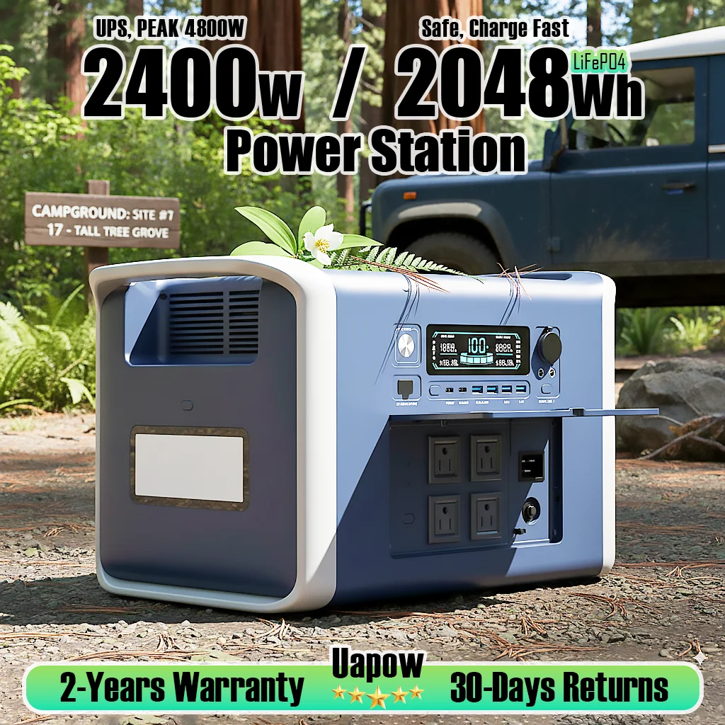 

Портативная электростанция 2400 Вт [Essential Travel] Солнечный генератор 2000 Втч для кондиционера RV/автомобильного холодильника/кемпингового снаряжения