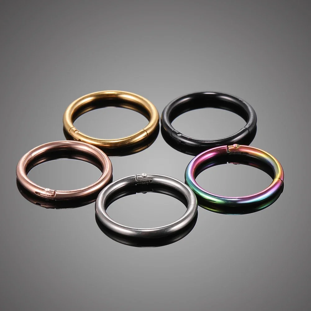 1/5Pc 316L Stainless Steel Twist Hinged Septum Nose Rings Hoop for Women Men, Septum Clicker Cartilage Tragus Helix Ear Piercing