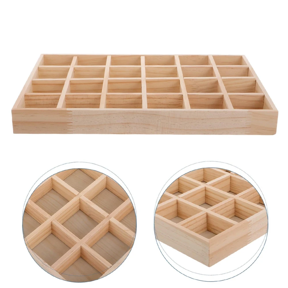 Wooden Jewelry Organizer Tray Display Storage for Jewelry Earring Bracelet Collections Boxes Decoration Props Gift 24 Grids