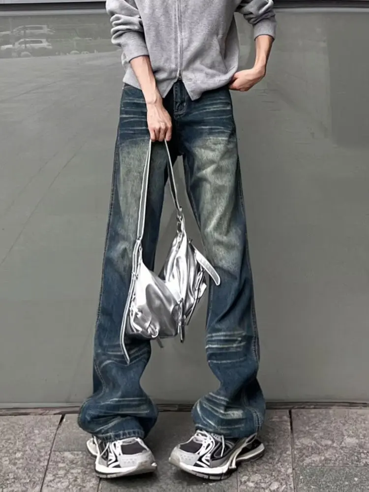 Streetwear Vintage Y2k Men’s Jeans 2024 Vintage New Korean Fashion Flared Pants High Street  Hip Hop Harajuku Baggy Jeans Men