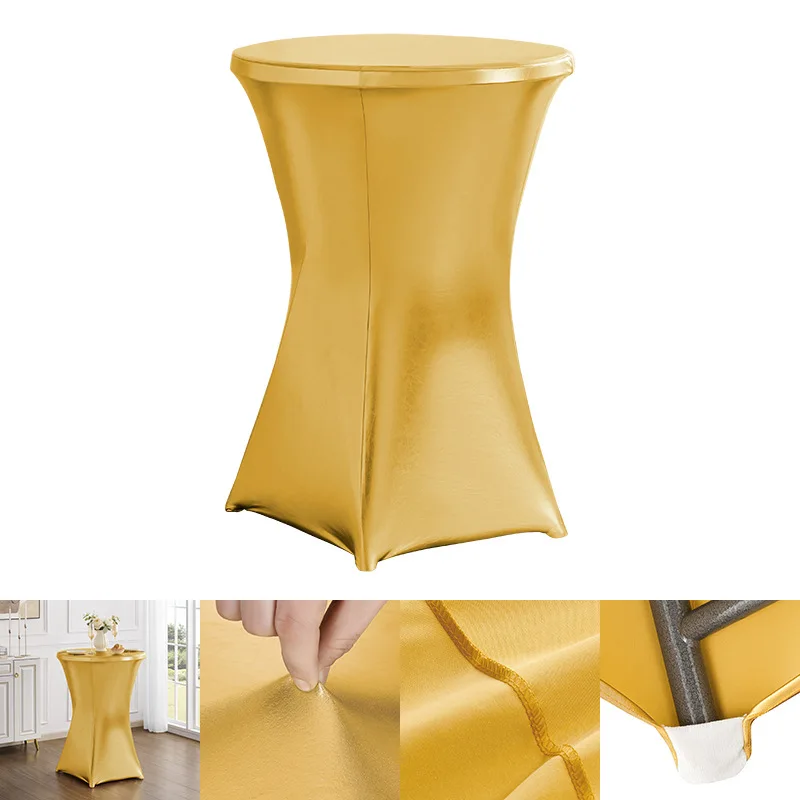 

Solid Color Table Cloth Bar Table Cover Elastic Cocktail Table Cover Hotel Restaurant Wedding Decoration