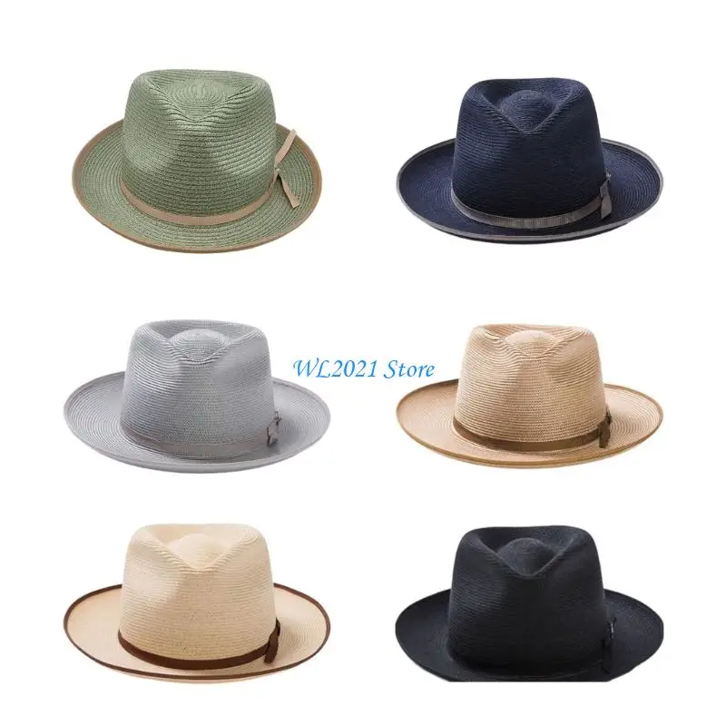 

G5GC Contemporary Paper Braid Hat Rolled Brims Adjustable Fit Special Occasion