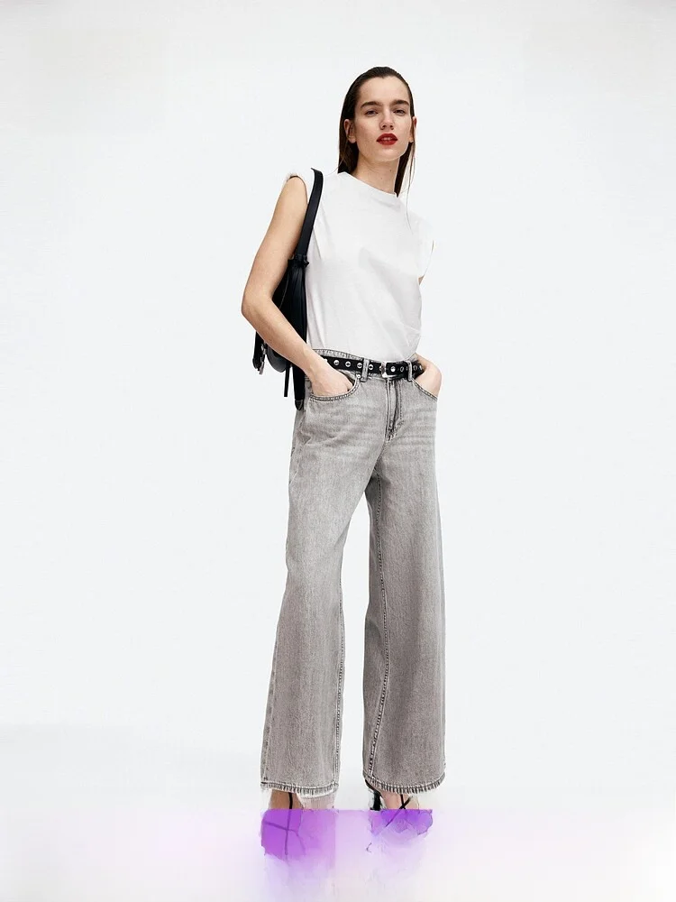 

Low Waist Wide Leg Jeans Women's Spring Loose Fit Denim Pants H&M Faion Ladies Premium Quali Long Trousers Summer 2025